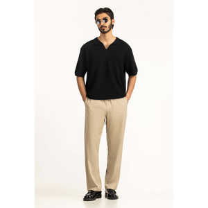 MN-PSH-SS26-504 B Polo ajusté en maille de haute qualité, uni foncé, brodé, infroissable, compressé, à carreaux foncés, teint - Product Image 3