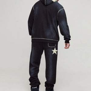 Street Wear Custom Logo Quality Tracksuits for Men Long Sleeve Hoodies and Sweat Pants Set Plus Size With Acid Wash Hoodie Set - Product Image 2