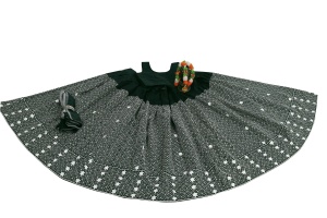 Shoryam Fashion Kids Ghagra Choli traditionnel vert bouteille, sans manches, motif étoile blanche imprimé en feuille, longueur au sol, Lehenga de fête - Product Image 2