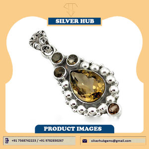 Magnifique Quartz Fumé Gemstone 925 Sterling Silver Handmade ODM Pendentif Fine Jewelry Pear Cut Stone OEM Bezel Setting Wholesale - Product Image 5
