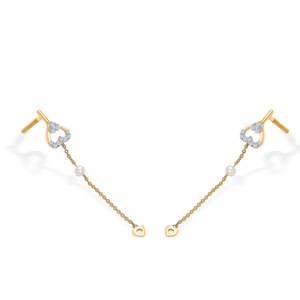 Heartline Gold & <b>Diamond</b> Drop Dangler <b>Earrings</b> Trendy Religious Style <b>Pearl</b> Accent Zinc Alloy & Brass - Product Image 3