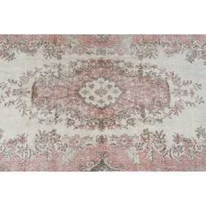 Vintage Turkish Rug, 3.2x7.3 ft Rug, <b>Brown</b> Pink Striped <b>Wool</b> Rug - Product Image 5
