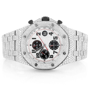 Moissanite Diamond Quartz <b>Watch</b> with Calendar Function Stainless Steel Band Coated Glass Dial ETA Movement Luxury Design - Product Image 3