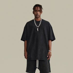 Hot Sale <b>Men's</b> Plus Size Oversized Sports <b>T</b>-<b>Shirt</b> High Heavy Weight Knitted Short Plain Solid Colour Direct with Blank Design - Product Image 1