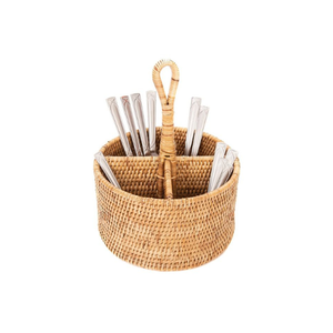 ตะกร้าใส่เครื่องครัวทำด้วยมือทำจากหวายธรรมชาติเป็นมิตรกับสิ่งแวดล้อมอุปกรณ์จัดระเบียบเครื่องใช้บนโต๊ะอาหารสำหรับโต๊ะอาหาร - Product Image 6