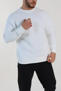 Sweat-shirt pour homme à manches longues, gris uni, design tendance, séchage rapide, 100% polyester, fournisseur d'usine avec logo frontal - Product Image 4