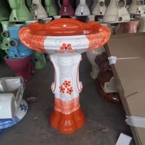 Juego de lavabo de pedestal de cerámica de ley grande al por mayor baño ecológico estilo mármol construcción India - Product Image 3