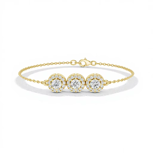 AFFORDABLE LAB GROWN CUT DIAMOND HALO BRACELET SET 18KT YELLOW <b>GOLD</b> RHODIUM PLATED LUXURY DAILY OFFICE WEAR WEDDING ENGAGEMENT - Product Image 1