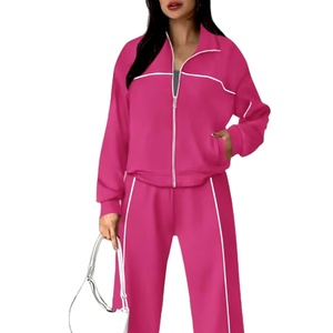 Solid Color Cotton 2 Piece <b>Sweat</b> <b>Set</b> Crop Hoodies Joggers Pants Tracksuits for Women 2026 - Product Image 6