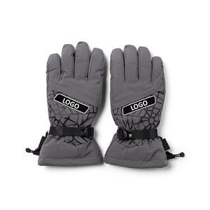 Good Quality Cheap Custom Ski Gloves Waterproof Shearling Fur and Polyester Leather Palm Warm Winter Snow Snowmobile <b>Mittens</b> - Product Image 1
