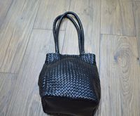 Tas Tote Vintage Wanita Kulit Asli Penutup Magnetik Pola Solid Semua Musim Model Moroccansoul 768