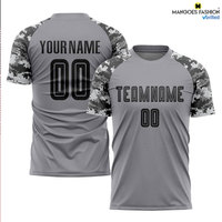 Uniforme de Fútbol Personalizado con Transferencia Térmica en Gris y Negro-Camuflaje, Logotipo Personalizado, Nombre del Equipo, Cuello Transpirable, Unisex para Adultos