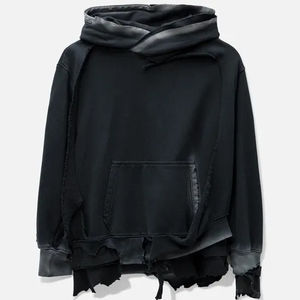 Sudaderas con Capucha Casuales, Lavadas, Desteñidas por el Sol, con Logotipo Personalizado, Estilo Holgado, con Dobladillo Deshilachado, para Hombre, a Bajo Precio - Product Image 4