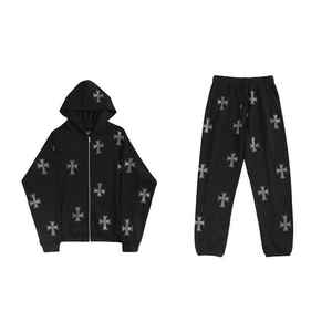 เสื้อฮู้ดมีซิปของผู้ชายเสื้อสเวตเชิ้ตแนวสตรีทฮิปฮอปผ้าฝ้าย100% แฟชั่นฤดูหนาวสไตล์เมืองประดับพลอยเทียม - Product Image 5