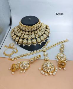 Parure de bijoux de mariée de créateur, style antique traditionnel et élégant, plaqué or, avec zircon cubique, collier et boucles d'oreilles pour femmes et jeunes filles, pour fêtes et mariages - Product Image 3