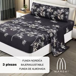 Juego de 3 Piezas de Funda de Edredón 100% con Sábana Ajustable y Funda de Almohada, Ropa de Cama de Lujo - Product Image 2