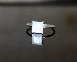 Handmade 925 <b>Sterling</b> <b>Silver</b> <b>Ring</b> with Rainbow Moonstone <b>Stacking</b> Gemstone Jewelry Prong Set Wedding Gift for Women - Product Image 1