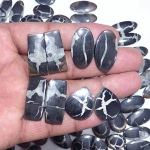 Septarian Pair Latest Design Natural Stone Wholesale Cabochon Gemstone Pair Earrings Loose Gemstone for Making Jewellery - Product Image 5