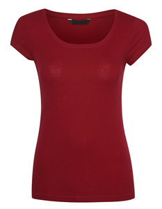 T-shirt uni à manches courtes et col rond surdimensionné en coton 100% écologique pour femmes - Product Image 1