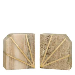 Lot de 2 serre-livres ananas finition or de luxe pour la décoration élégante du bureau à domicile et de la bibliothèque fabriqués à la main en Inde - Product Image 1