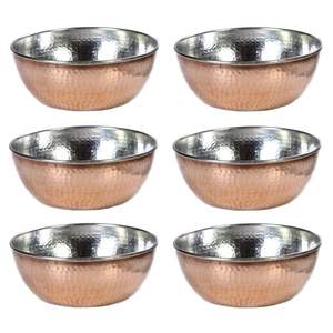 Juego de 2 Tazones para Servir con Diseño Martillado y Acabado en Cobre, Tazones Multiusos para Comidas Diarias, Uso Doméstico, Venta al por Mayor desde India - Product Image 2