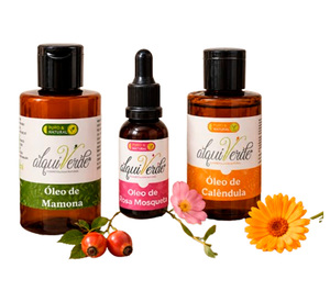 Alquiverde - Petit panier cadeau botanique - Vegan - Huiles essentielles 100% naturelles de calendula, de ricin et de rose musquée - Coffret découverte - Product Image 3