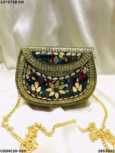 Sac de soirée en mosaïque métallique fait à la main pochette pour dames vente en gros de sacs de soirée fabriqués en Inde à bas prix pour la fête - Product Image 3