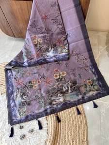 Saree de seda suave pura de diseñador para ropa de fiesta de boda hermoso bordado y trabajo de secuencia frontera ropa india y paquistaní - Product Image 2