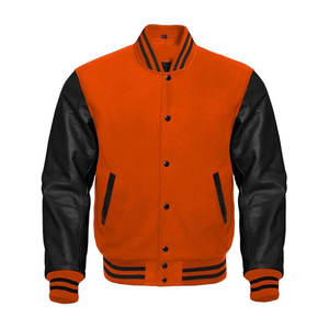Premium Letterman Baseball School College Bomber Varsity Jacket Cuero genuino 100% Soporte de lana teñido Servicio OEM - Product Image 3