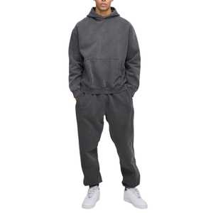 Conjunto de Sudadera con capucha para correr en blanco con logotipo personalizado, chándal de algodón liso para hombre, ropa deportiva, chándal, chándal para hombre, conjuntos de chándal de 2 piezas - Product Image 1