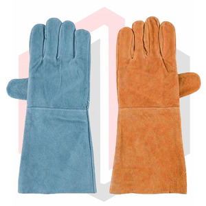 Gants de protection personnels verts/protection contre la chaleur en cuir de vache fendu de qualité supérieure prix de gros - Product Image 5