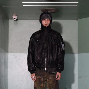 Streetwear Battle <b>Field</b> Faux Leather Bomber <b>men's</b> <b>jackets</b> - Product Image 3