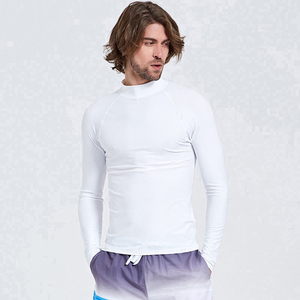 Maillot de bain à manches longues de couleur blanche, à séchage rapide, résistant au chlore, pour hommes, pour le surf, imperméable, respectueux de l'environnement - Product Image 2