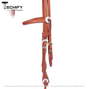 Best Quality Leather Headstall Training Headstall with Nickel Plated Steel Buckles and Snaps at <b>Bit</b> Ends - Product Image 4