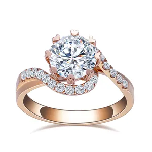 MiShang Lab Diamond Fashion Jewelry Fashion High Quality Diamond Engagement Ring Real 18K 1.0CT Gold Wedding Rings