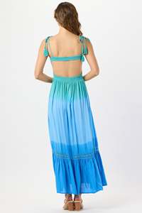 Robe maxi de plage sans manches à col mandarin et dos nu, 100% coton, écologique et anti-froissement, respirante, style vintage - Product Image 4