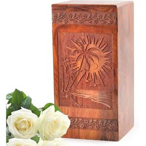 Caja de urna de madera más vendida para cenizas humanas Urna de madera para cenizas de adultos con hermoso diseño grabado Urnas de cremación de madera - Product Image 4
