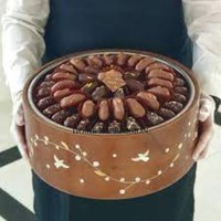 Matériau de haute qualité vente en gros en vrac métal robuste forme ronde Unique Designer chocolats et dattes plateau