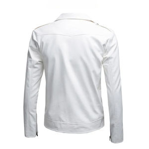 Chaqueta de cuero de cordero tamaño EE. UU. con apliques bordado de diamantes mejor moda de alta calidad - Product Image 2