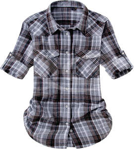 เสื้อเชิ้ตผ้าฝ้ายฟลานเนลทรงโอเวอร์ไซส์สำหรับผู้หญิง ดีไซน์คลาสสิกแต่ทันสมัย ให้ผ้าที่ระบายอากาศได้ดี พร้อมโครงสร้างที่สวมใส่สบาย - Product Image 1