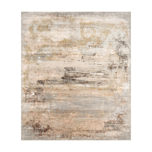 Alfombra de Lana y Seda de Bambú Anudada a Mano en Rosa y Morado de Kavi, Teoría del Caos-Decoración Abstracta para el Hogar Esk-356 - Product Image 1