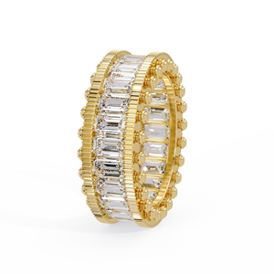 18K <b>Solid</b> Gold Full Eternity Ring Band Luxury Stackable Wedding Ring Emerald Cut Lab Grown Diamond Unisex Fine Jewelry Wholesale - Product Image 3