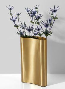 TQC Glossy Golden Finished Flower pot Modern EcoFriendly Hot Selling Luxury Aluminum Tabletop Decorative Flower <b>Vase</b> Living Room - Product Image 3
