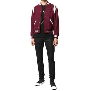 Veste en cuir de laine rayée de haute qualité pour hommes avec poches Style de baseball décontracté pour l'hiver Top Shelf High Street Design - Product Image 5