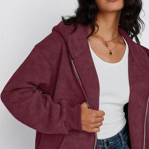 Sweat à capuche d'hiver pour femme avec logo personnalisé, 100% coton, écologique, respirant, style streetwear, taille oversize, prix raisonnable - Product Image 6