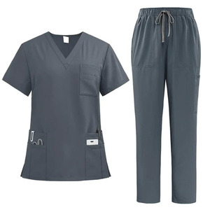 2026 Custom Brand Polyester Woven Fabric Unisex Hospital Nurse Scrubs Nursing Sets with Needle Detection Short Sleeve Tops - Product Image 2