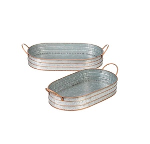 Bandeja de servicio galvanizada de nuevo diseño con asa de forma redonda para el hogar y los hoteles Bandeja de mesa para servir alimentos y bebidas - Product Image 5