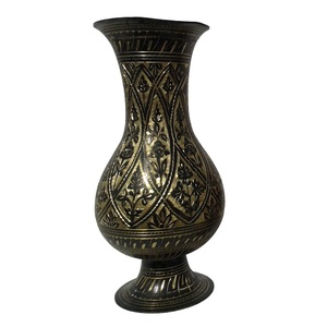 Vase à fleurs en laiton de haute qualité avec gravure en or et peinture noire finie pour la décoration de table Vase à fleurs de vaisselle - Product Image 6