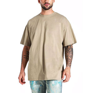 Camiseta deportiva informal de gran tamaño con hombros caídos para hombre, Camiseta de punto para correr, ejercicio, cuello redondo, manga corta, servicio OEM - Product Image 1