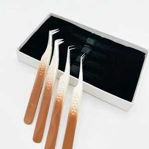 Pince à épiler professionnelle de qualité supérieure en acier inoxydable, double couleur, revêtement en poudre, précision, droite, pour extensions de cils, 90 - Product Image 5